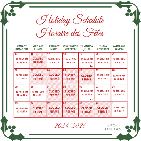 Holiday Schedule